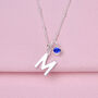 Sterling Silver Modern Initial And Birthstone Necklace, thumbnail 3 of 8