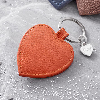 Personalised Textured Leather Heart Charm Keyring, 6 of 10