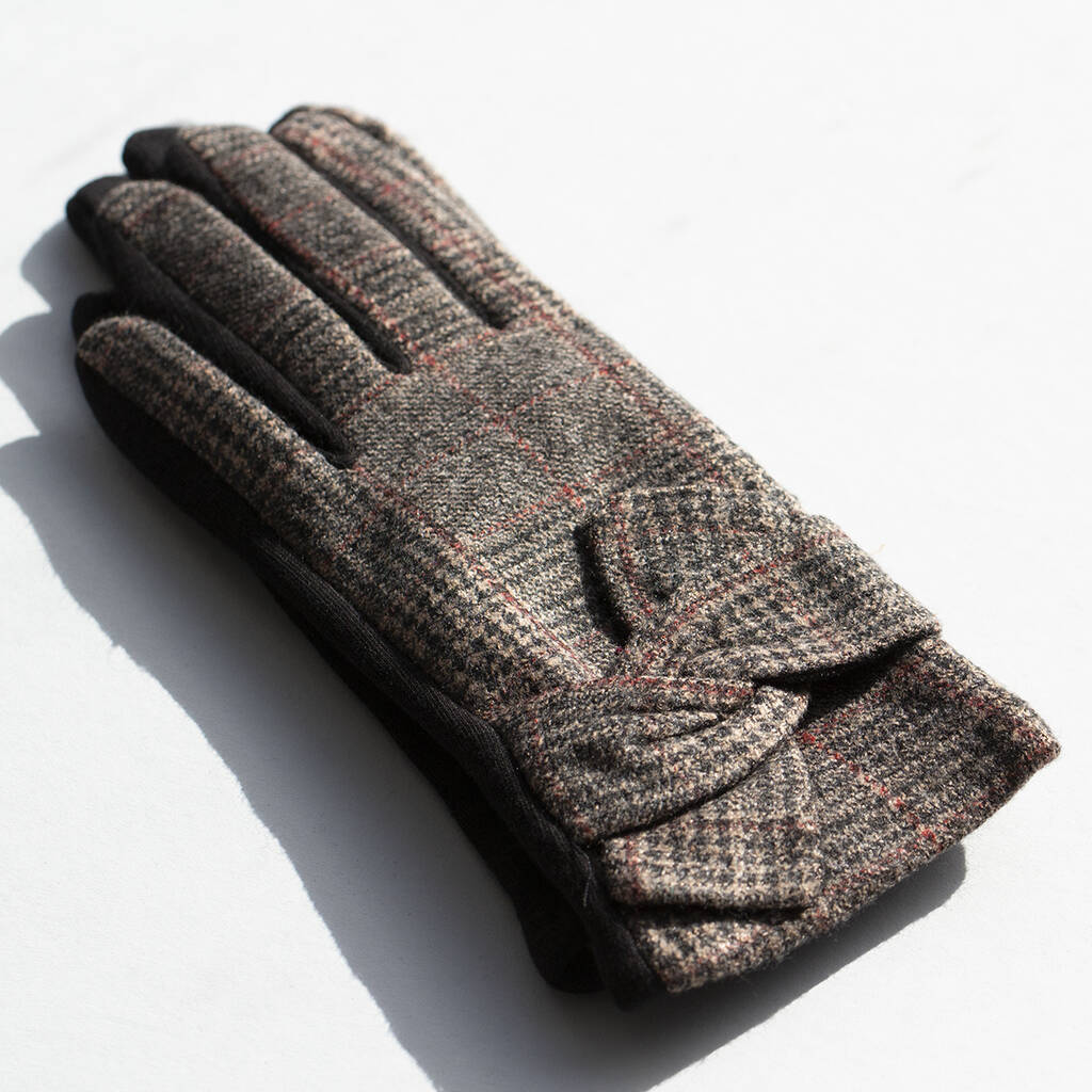 Big Bow Front Tie Ladies Touch Screen Gloves By Studio Hop