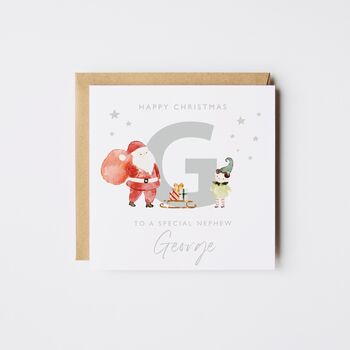 Personalised Son Christmas Card / Santa And Elf, 3 of 3