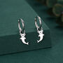 Sterling Silver Kawaii Shark Detachable Huggie Hoop Earrings, thumbnail 3 of 12