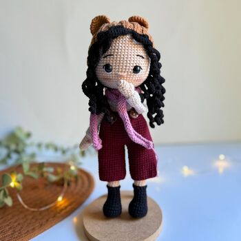 Curly Hair Crochet Doll, Handmade Toys, 12 of 12