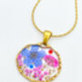 Necklace With Real Pink And Blue Flowers, thumbnail 2 of 11