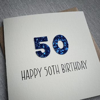 Personalised Happy 50th Glitter Milestone Birthday Card, 4 of 6