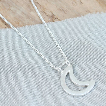 Silver Moon Necklace. Geometric Pendant, 4 of 5