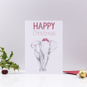 Santa Hat Elephant Christmas Card, 4 of 4