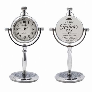 Personalised 24th Anniversary Silver Colour Desk Clock For Dad. Perfect Gift Fort Father's Day, 4 of 12
