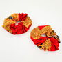 Two African Print Scrunchies | Red Igbale Print, thumbnail 2 of 3