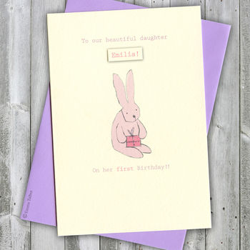 Personalised First Birthday Bunny Card, 2 of 10