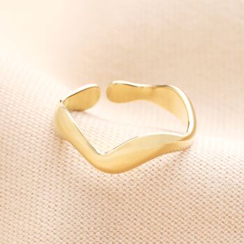 Adjustable Stainless Steel Wave Ring In Gold, 2 of 3