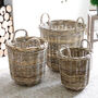 Round Rattan Storage Basket With Handles, thumbnail 1 of 3