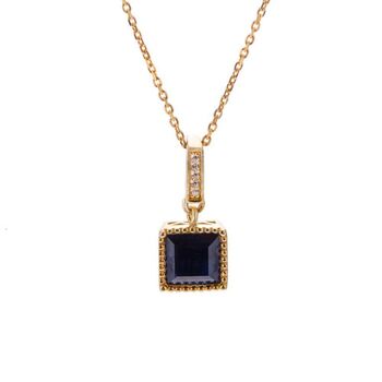 Sapphire 18k Gold Plated Square Necklace, 2 of 3