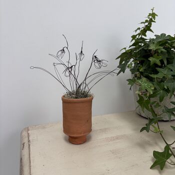 Wire Snowdrops In Handmade Terracotta Pot, 3 of 8