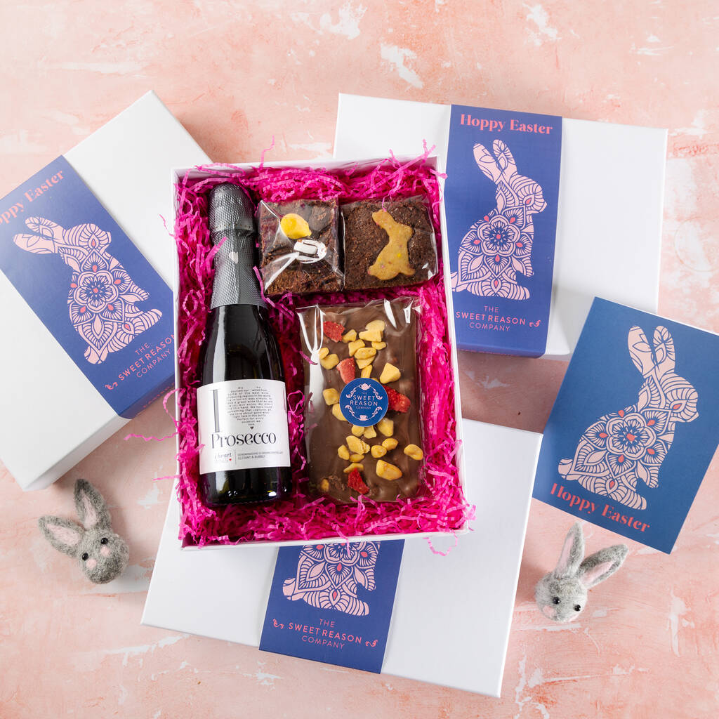 'Easter Bunny' Chocolate Slab, Brownies And Prosecco By The Sweet