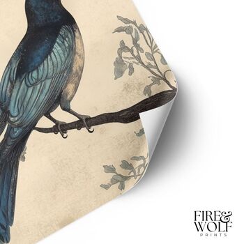 Art Print | Vintage Blue Bird Wall Art | Nature Inspired Home Decor, 4 of 12