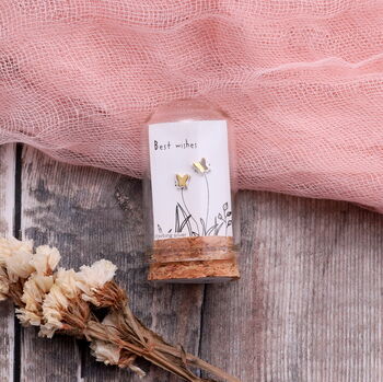 Terrarium Bottle 'Best Wishes' Butterfly Earrings, 5 of 6