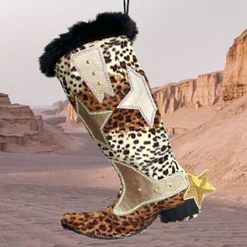 Animal Print Cowboy Boot Christmas Stocking, 2 of 6