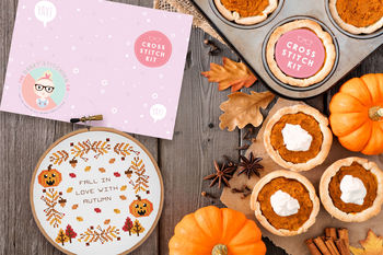 'Fall In Love With Autumn' Cross Stitch Kit, 2 of 2