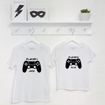 Player One Player Two Gamer T Shirt Set, 3 of 4