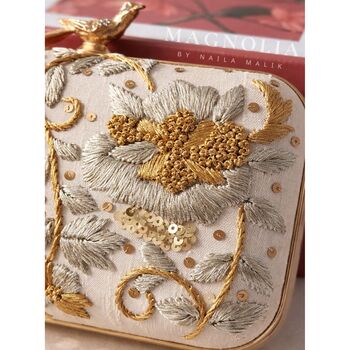 Austin | Ivory And Gold Zardozi Bridal Clutch Bag, 5 of 7