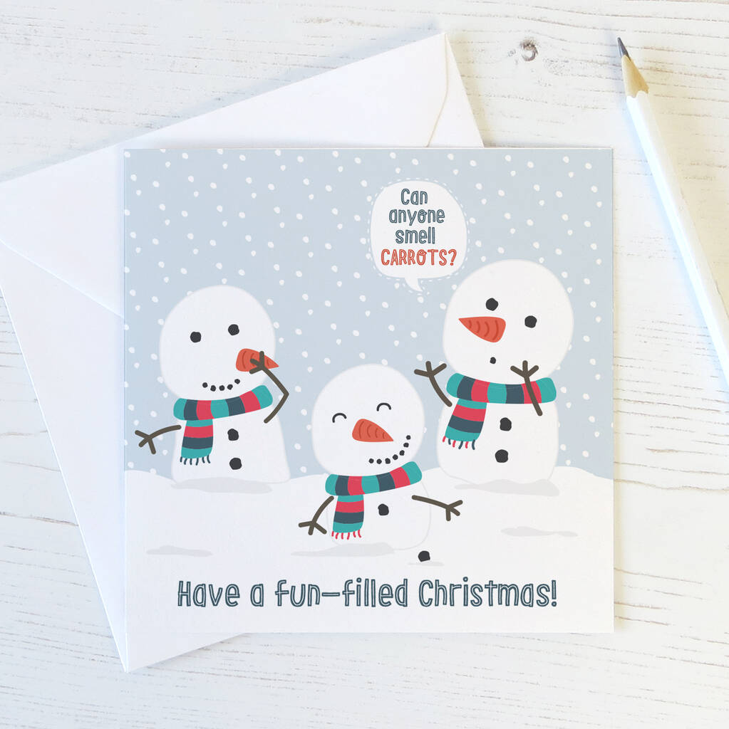 Funny Snowman Christmas Card Can Anyone Smell Carrots By Wink Design |  