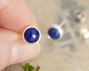 Lapis Lazuli Stud Earring In Sterling Silver, 3 of 4