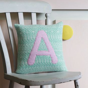 Handmade Nursery Personalised Letter Cushion Soft Wool, 2 of 12