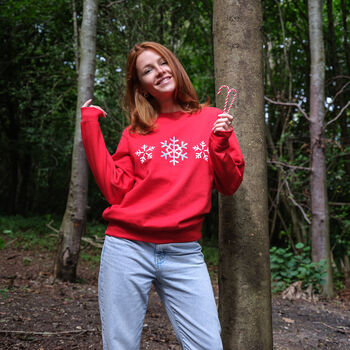 Holographic Snowflakes Christmas Sweatshirt Jumper, 2 of 8