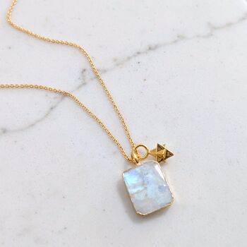 The Duo Moonstone Necklace, Gold Plated, 4 of 12