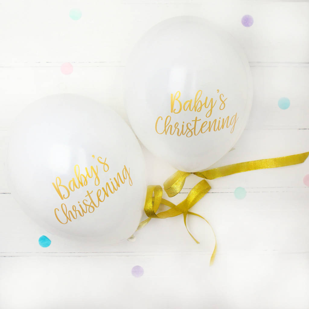 Baby Christening White And Gold Party Balloons, 1 of 2