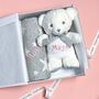 Personalised Grey Stars Blanket And Keeleco Baby Teddy, thumbnail 5 of 9