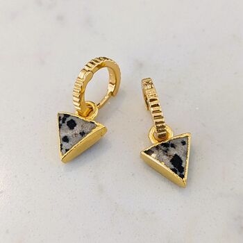 'The Triangle' Dalmatian Jasper Gold Plated Earrings, 2 of 6