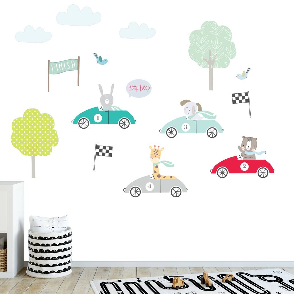Little Racers Fabric Wall Stickers, 1 of 3