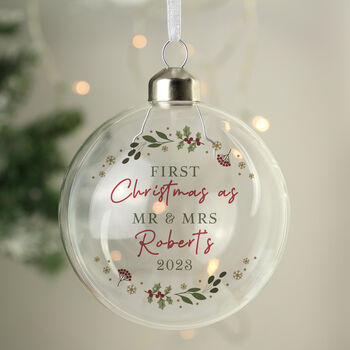 Personalised Christmas Glass Bauble Hanging Decoration, 4 of 5