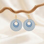 Blue And Cream Geometric Circular Earrings • Gold Plated Sterling Silver Hooks, thumbnail 4 of 9
