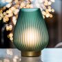 Emerald Green Opaque Glass Fluted Ribbed Battery Lamp, thumbnail 2 of 2