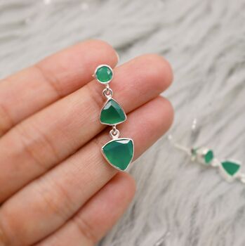 Green Onyx Multi Shape Stone Sterling Silver Earrings, 9 of 10