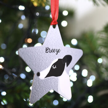 Greyhound Personalised Christmas Tree Dog Decoration, 6 of 9