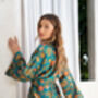 Teal Satin Batik Kimono Robe, thumbnail 6 of 9