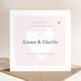 Personalised Wedding Day Card For The Newlyweds Featuring A Modern Pink And White Heart Design, thumbnail 1 of 4