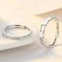 Adjustable Silver Plated Couple Promise Eternity Rings, thumbnail 3 of 6