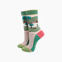 Dog Walking Striped Bamboo Socks In Green, thumbnail 1 of 4