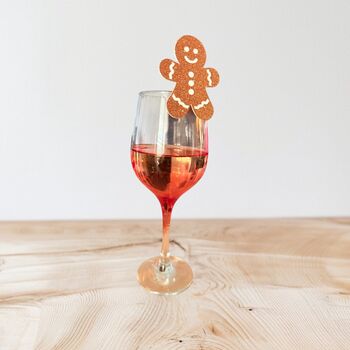 Six X Gingerbread Man Christmas Drinks Toppers, Festive Cocktails, Mulled Wine, Christmas Drinks Decorations, 7 of 7