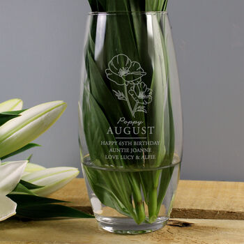 Personalised Birth Flower Glass Bullet Vase, 10 of 12