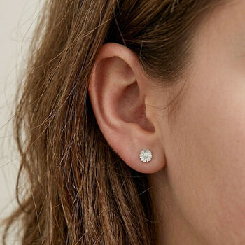 Tiny Daisy Silver Stud Earrings, 2 of 7