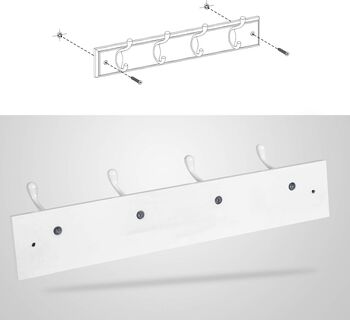 Wall Mounted Coat Rack With Double Metal Hooks, 8 of 10