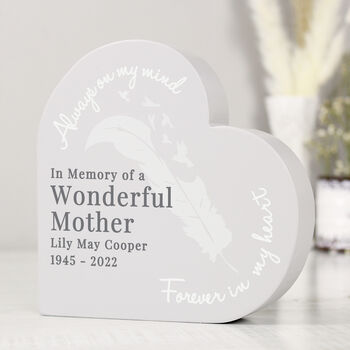 Personalised Feather Memorial Heart Ornament, 2 of 6