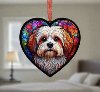 Lhasa Apso Stained Glass Effect Heart Suncatcher, 4 of 5