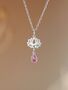 Lotus Pink Cubic Zirconia Sterling Silver Necklace, thumbnail 1 of 9