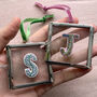 Couples Keepsake Hand Embroidered Framed Letters, thumbnail 2 of 9